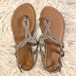 Merona Silver Thong Braided Sandals Size 8.5